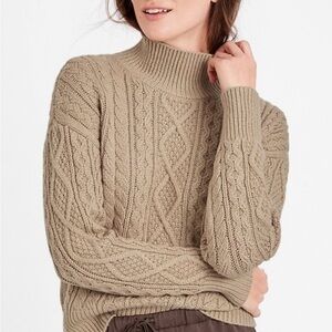 Banana Republic Cable Knit Turtleneck Sweater - Tan